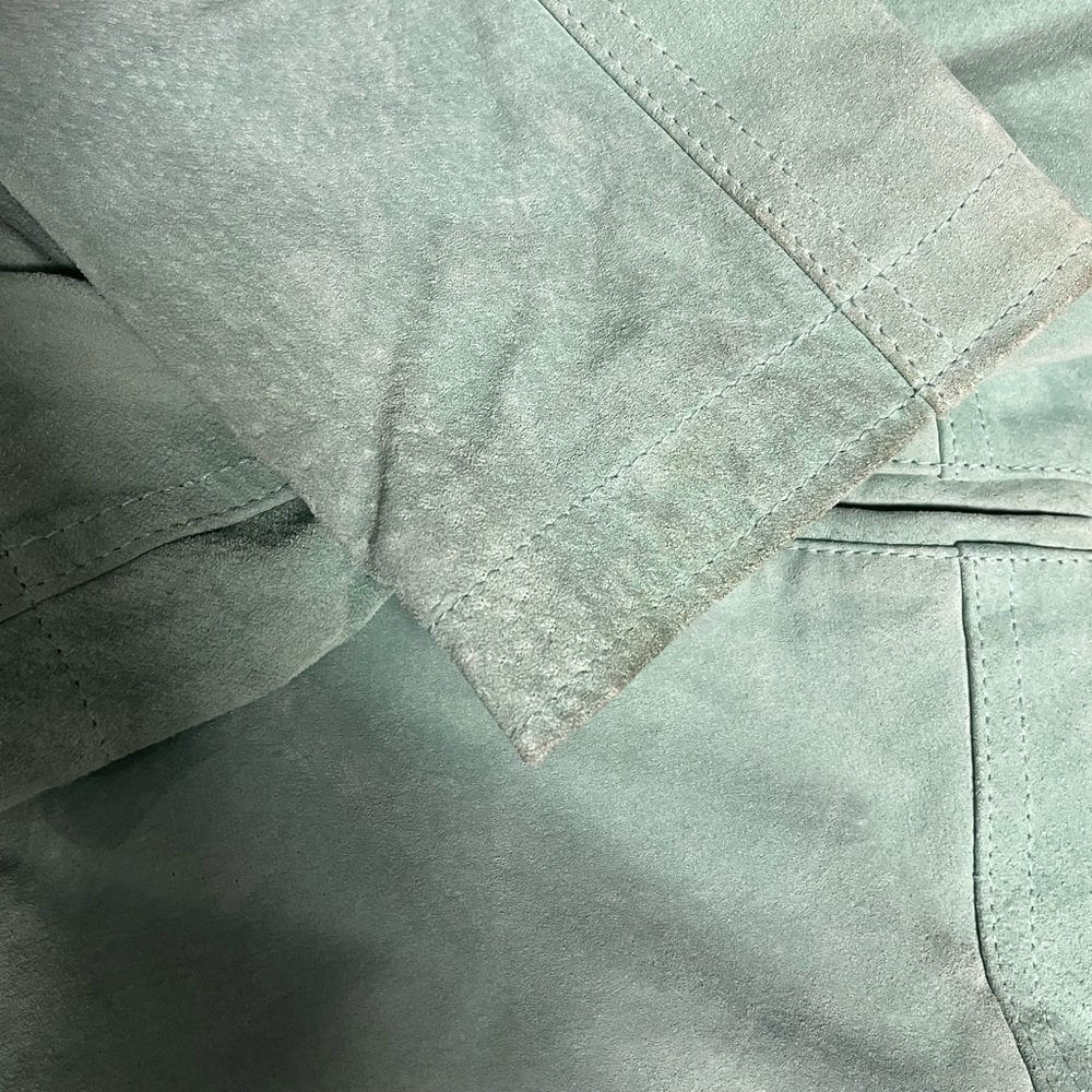 Vintage Y2K David Brooks Long Sleeve Button Front Turquoise Pig Suede Jacket XL - Picture 11 of 11